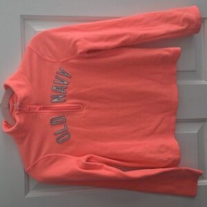 Old Navy Bright Coral Half-Zip Fleece Sz 10-12